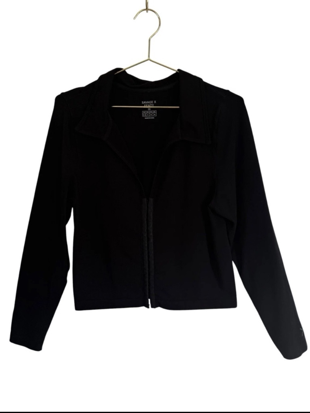 Savage x Fenty Athletic Top Long Sleeve Front Closure Plus Black Active